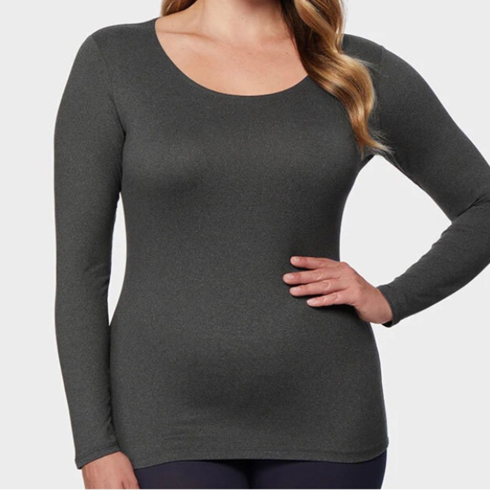 32 Degrees
Women's Long-Sleeve Scoop Neck Top. Color: gray & eggplant